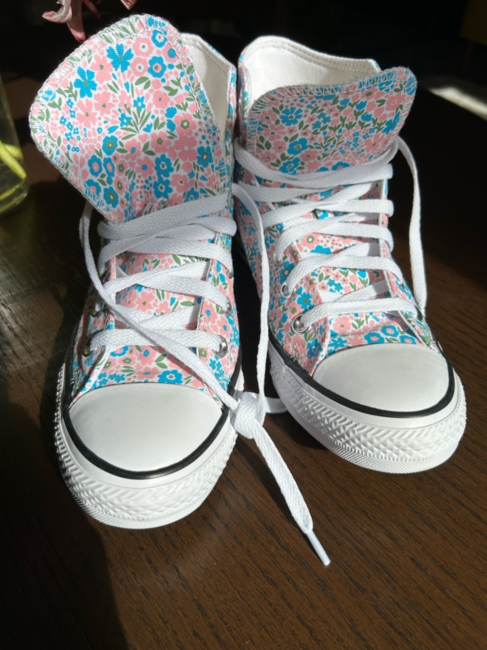 Converse Women’s Floral High-Top Sneakers in Pink, Blue, White